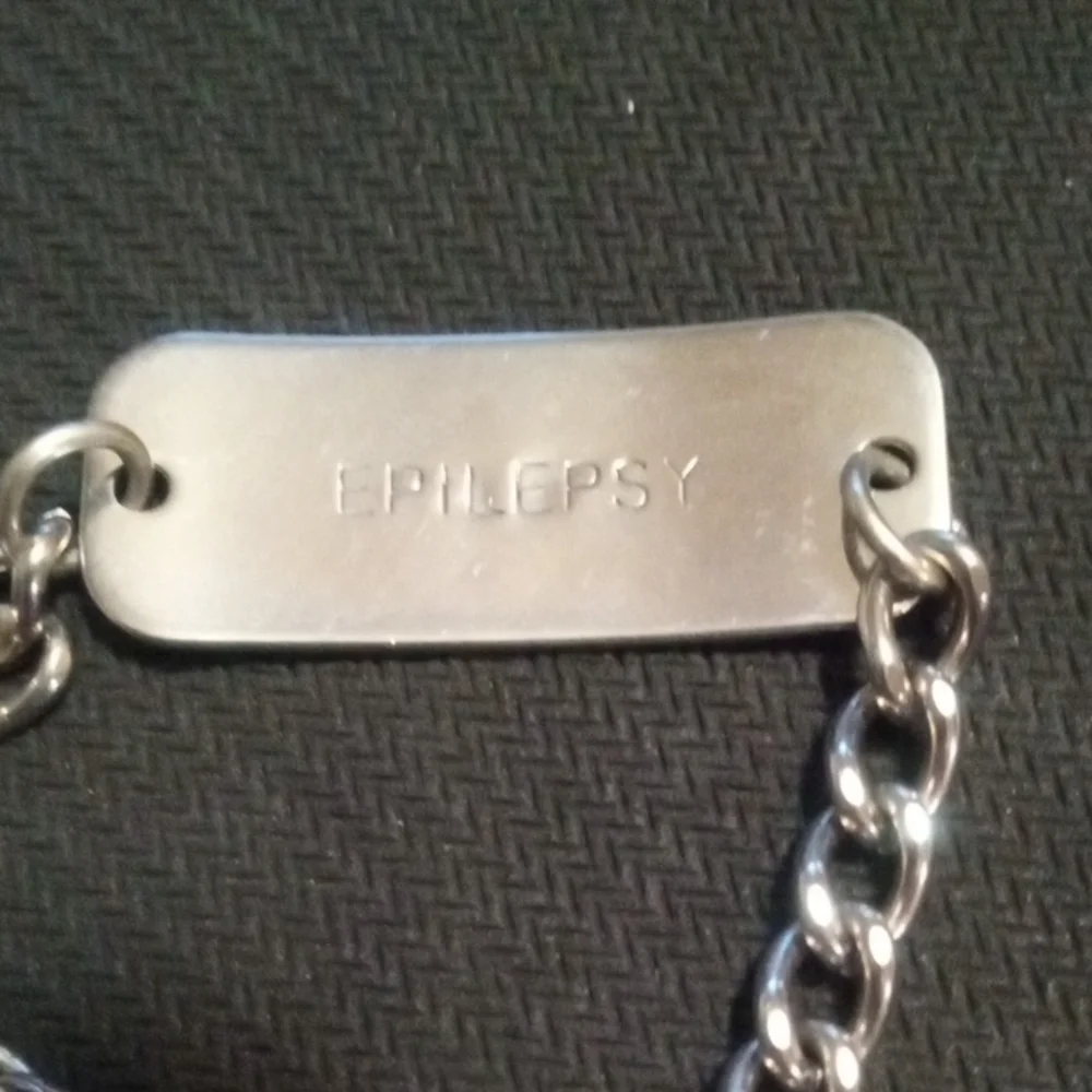 Epilepsy Silver Medical Alert Bracelet with Case